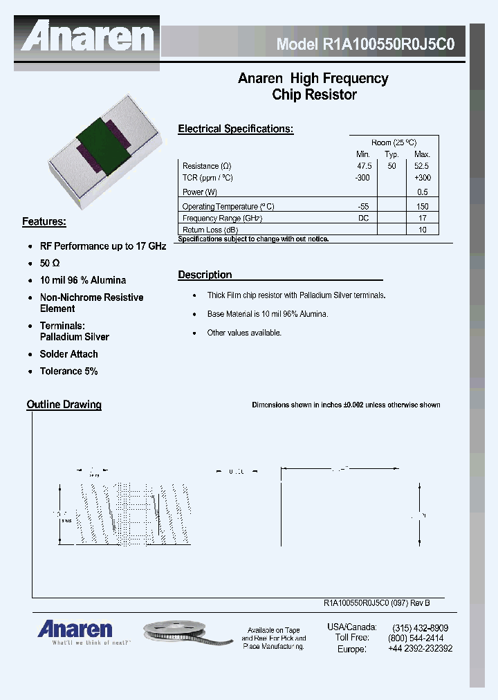 R1A100550R0J5C0_8478935.PDF Datasheet