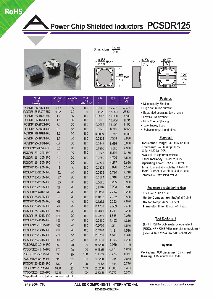 PCSDR125-3R9T-RC_8480008.PDF Datasheet