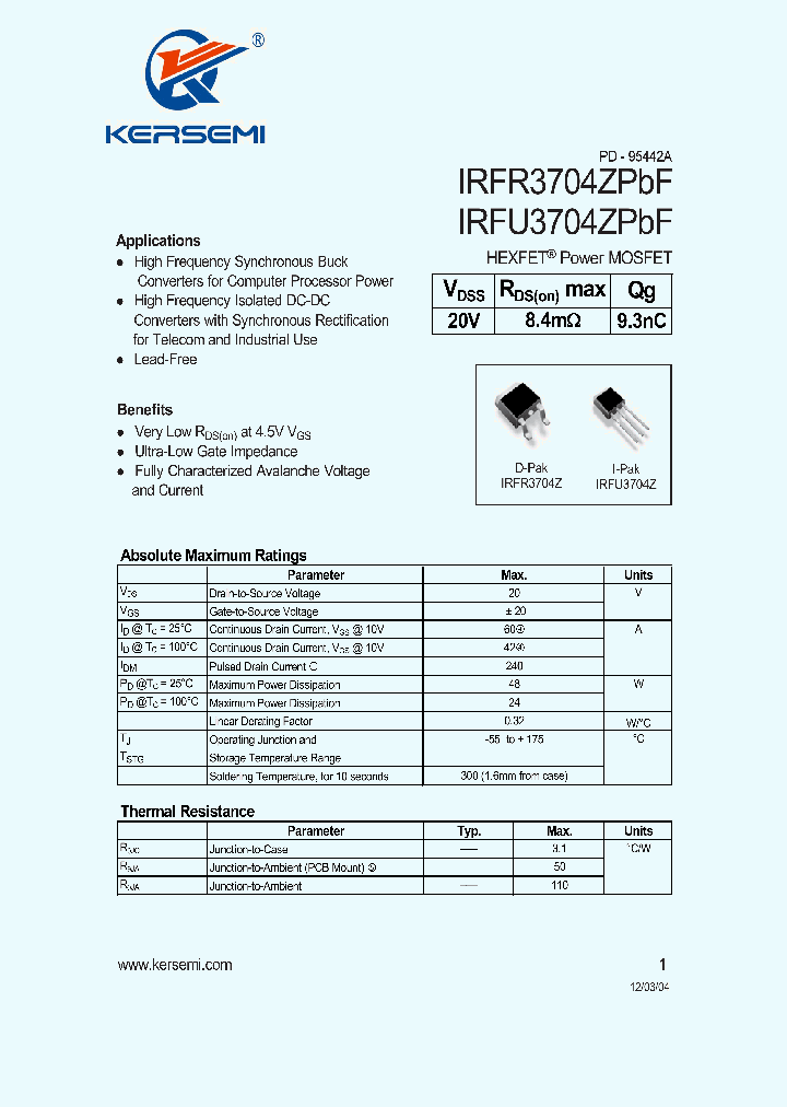 IRFU3704ZPBF_8487806.PDF Datasheet