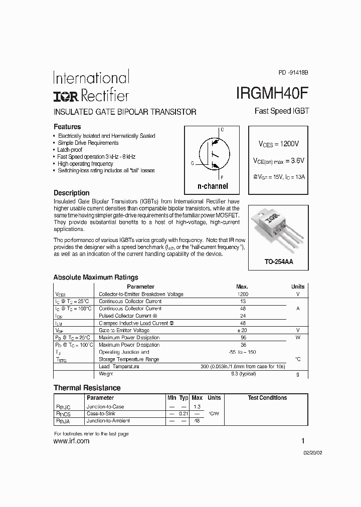 IRGMH40F_8505624.PDF Datasheet