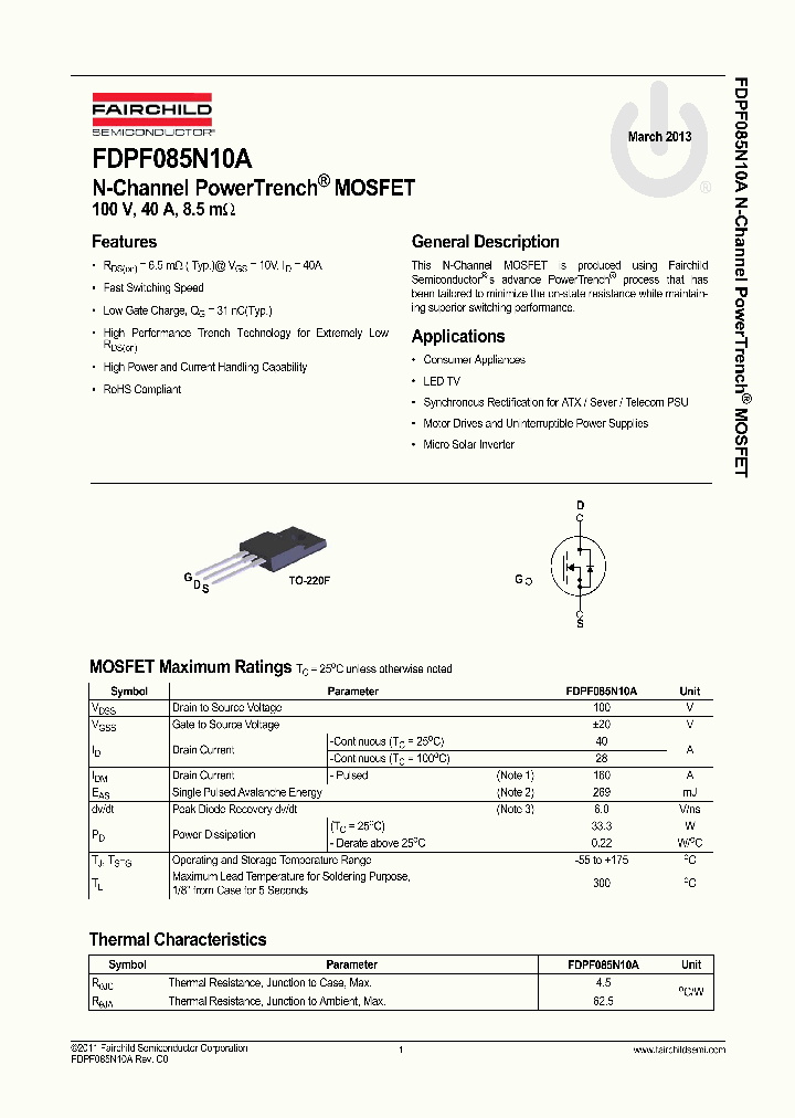 FDPF085N10A_8528686.PDF Datasheet