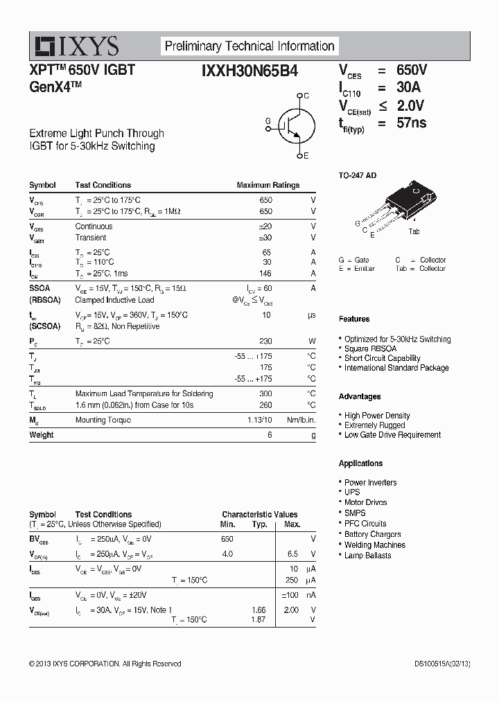 IXXH30N65B4_8533815.PDF Datasheet