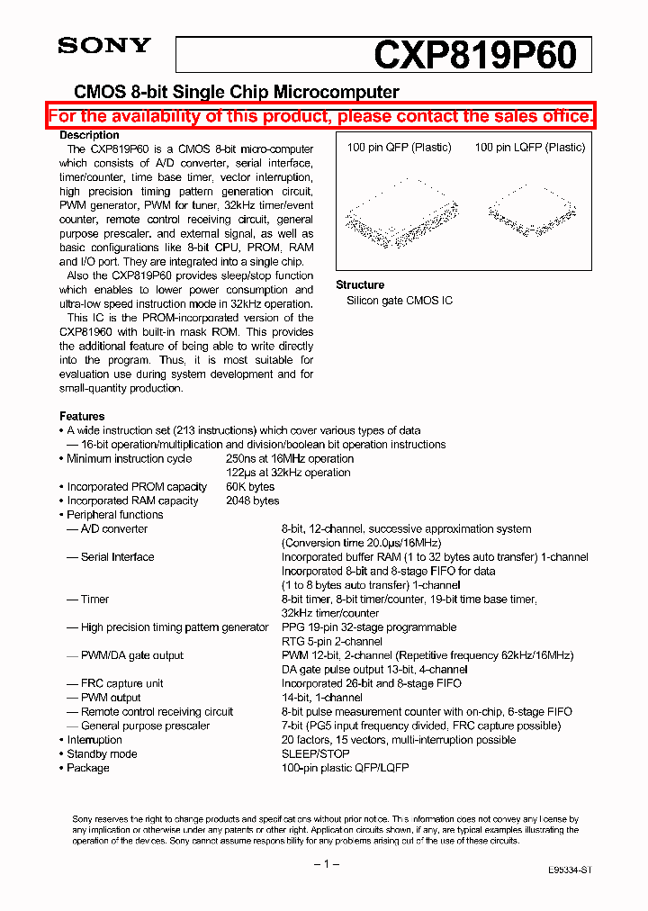 CXP819P60_8536899.PDF Datasheet