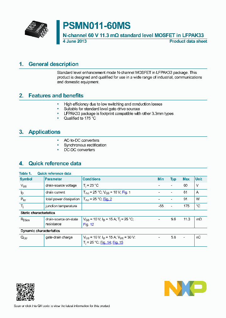 PSMN011-60MS-15_8538170.PDF Datasheet