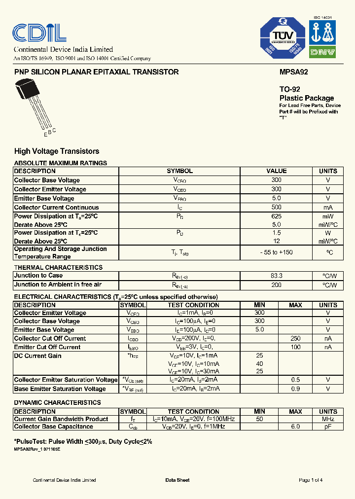 MPSA92_8539779.PDF Datasheet