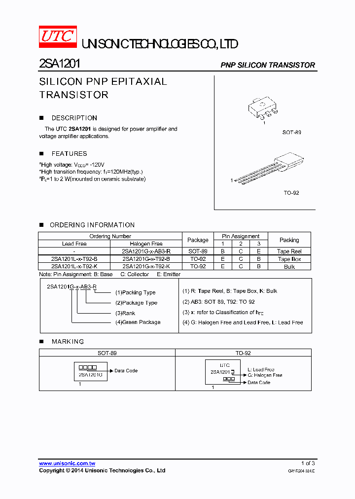 2SA1201G-X-T92-K_8556365.PDF Datasheet