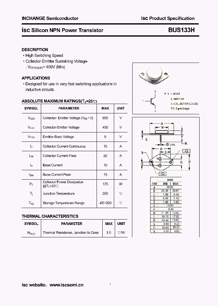 BUS133H_8579149.PDF Datasheet