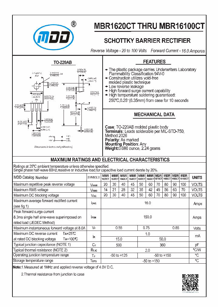 MBR16100CT_8608646.PDF Datasheet