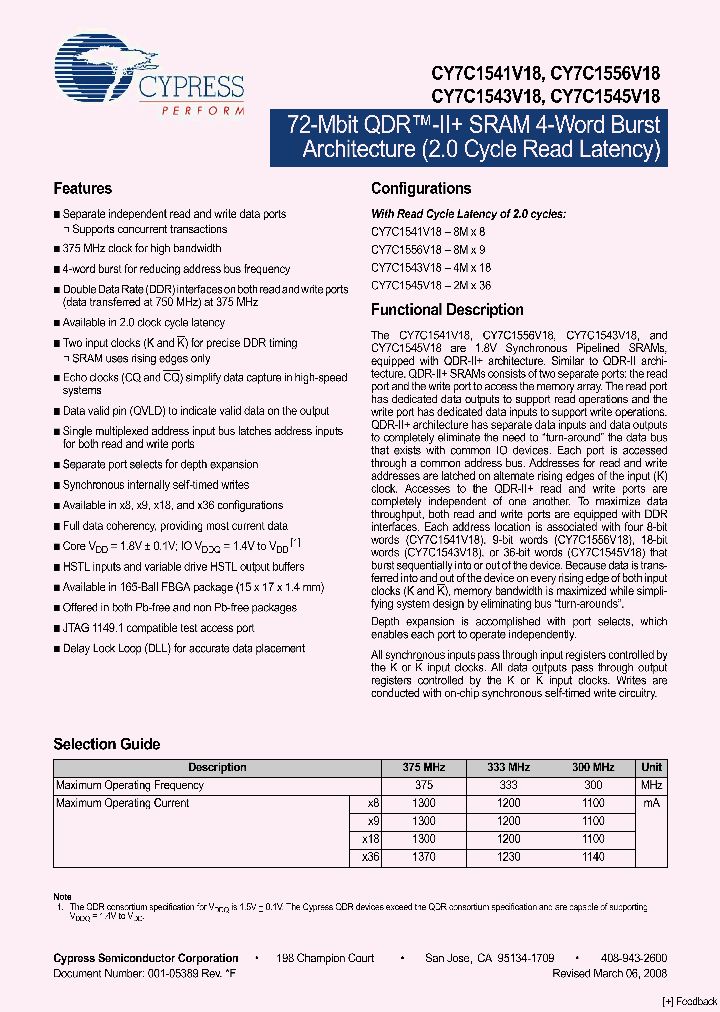 CY7C1541V18-08_8615115.PDF Datasheet