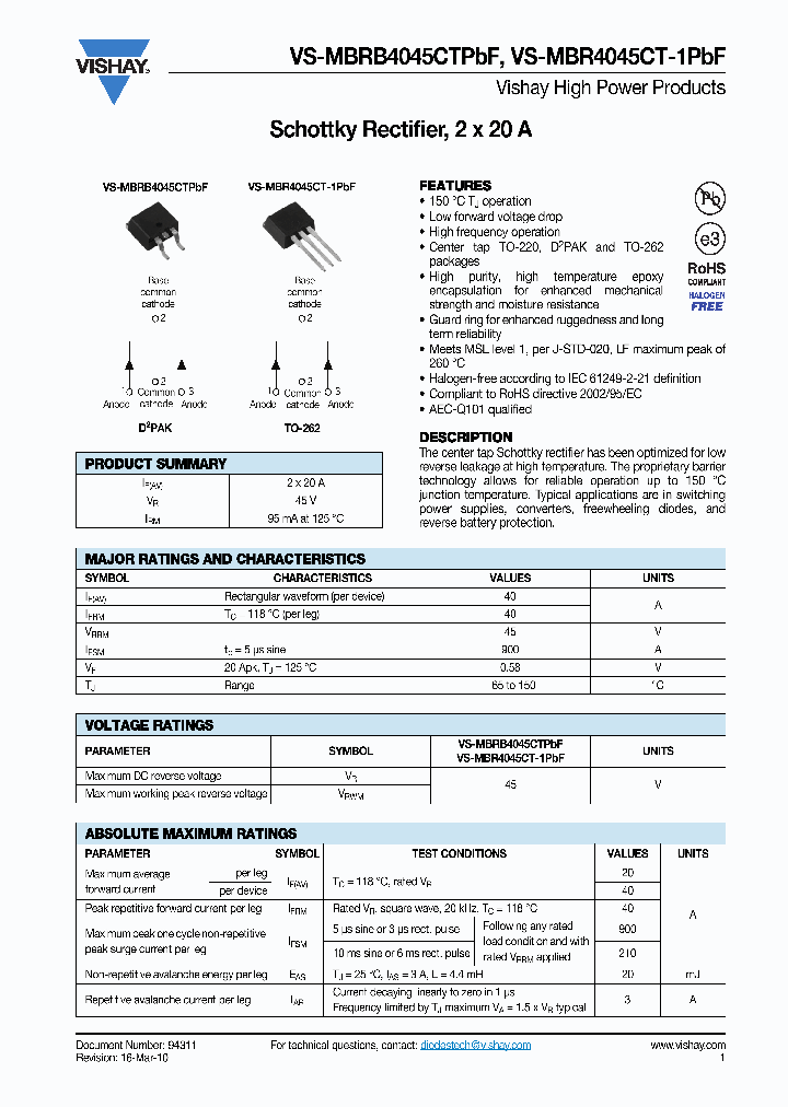 VS-MBRB4045CTPBF_8624234.PDF Datasheet