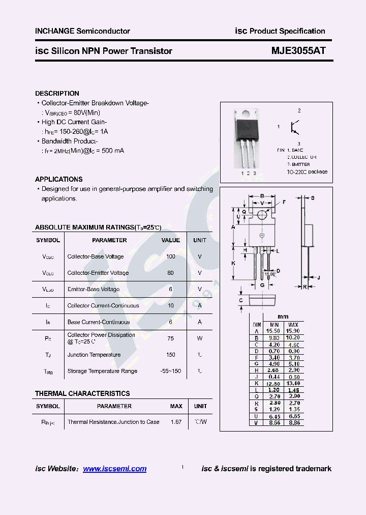 MJE3055AT_8633055.PDF Datasheet