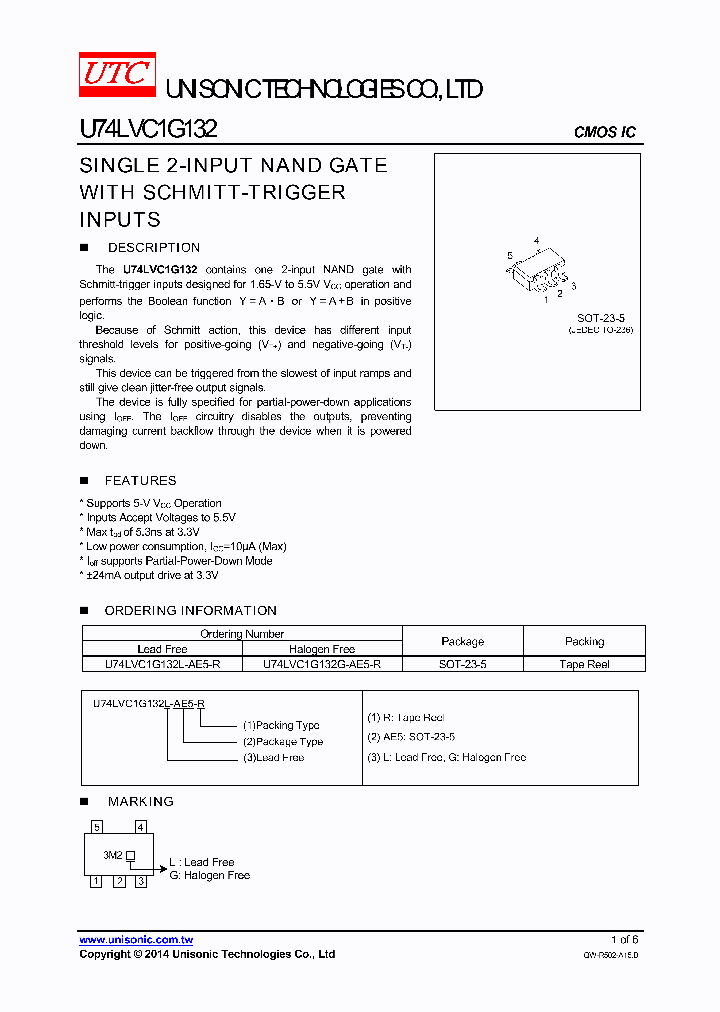 U74LVC1G132L-AE5-R_8703717.PDF Datasheet