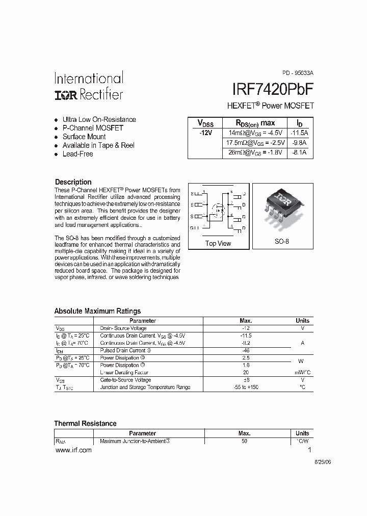 IRF7420PBF_8722348.PDF Datasheet