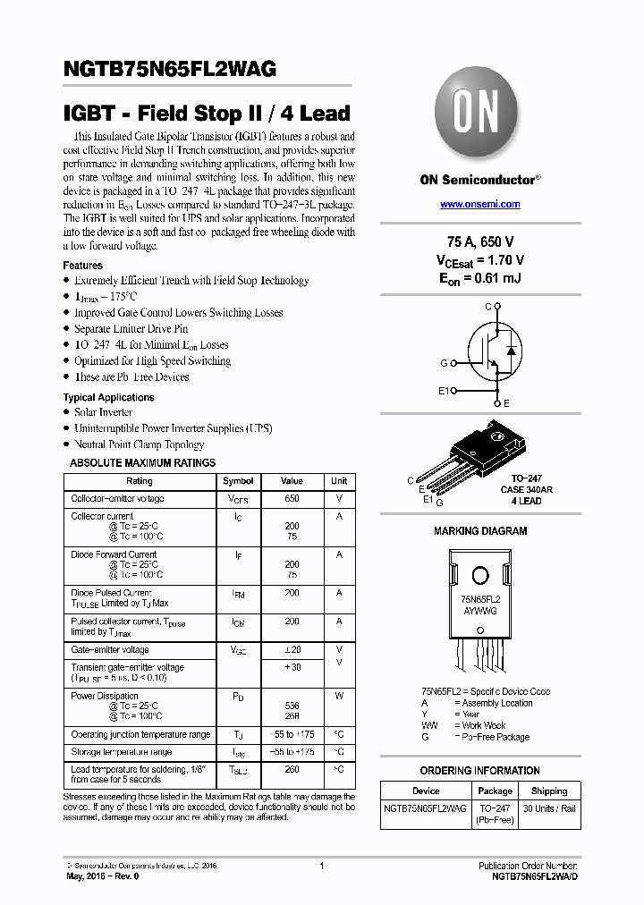 NGTB75N65FL2WAG_8727848.PDF Datasheet