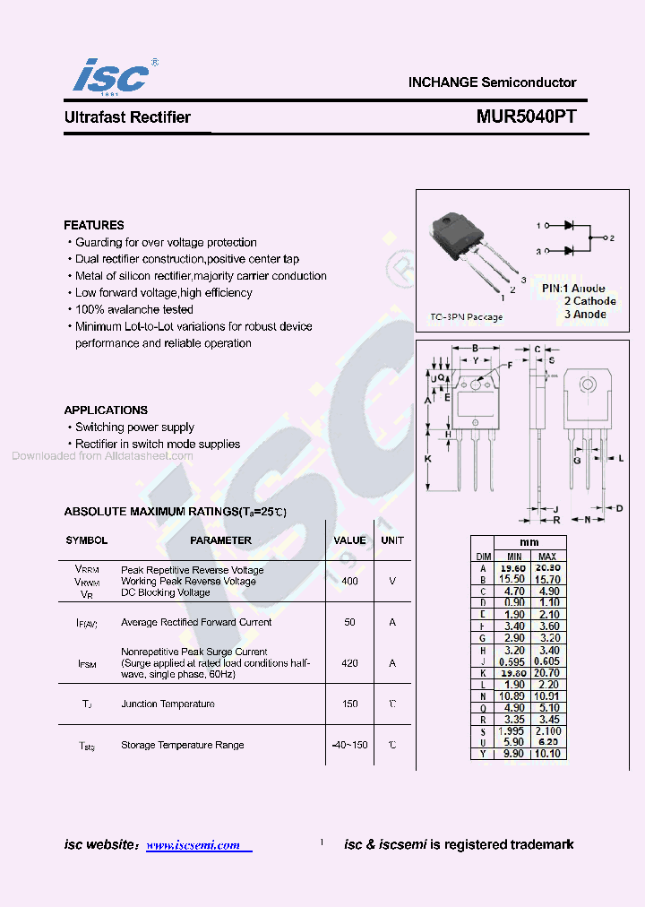 MUR5040PT_8739389.PDF Datasheet