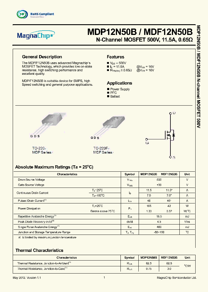 MDP12N50BTH_8817636.PDF Datasheet