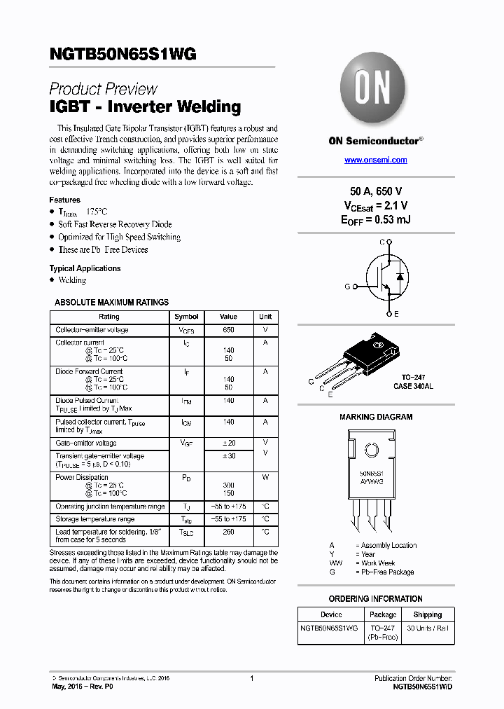 NGTB50N65S1WG_8817701.PDF Datasheet