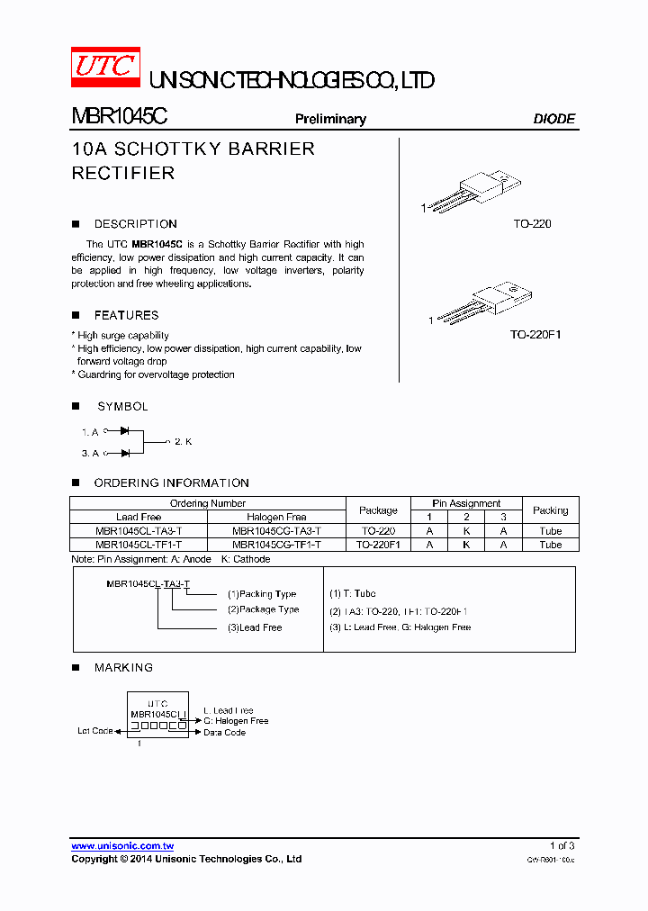 MBR1045CG-TA3-T_8824766.PDF Datasheet