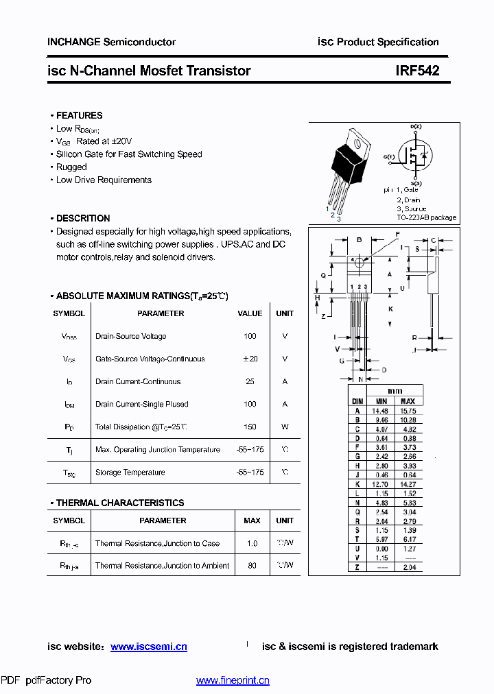 IRF542_8840676.PDF Datasheet