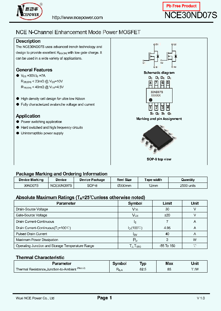 NCE30ND07S_8836953.PDF Datasheet