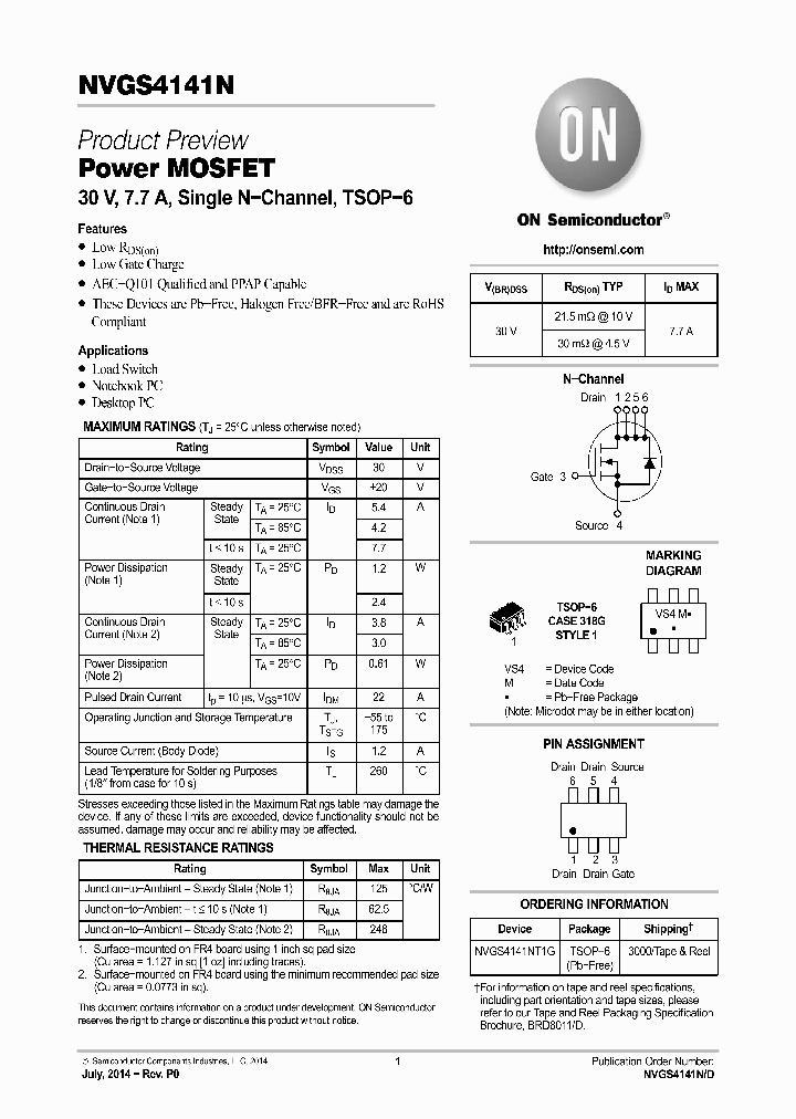 NVGS4141N_8836023.PDF Datasheet