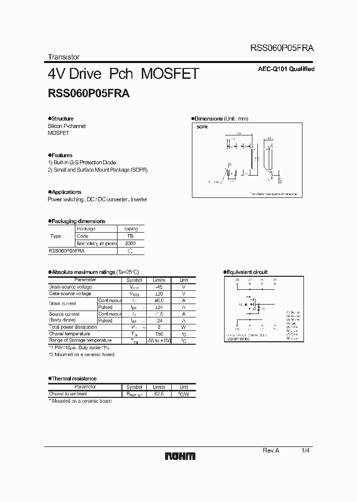 RSS060P05FRA_8842145.PDF Datasheet