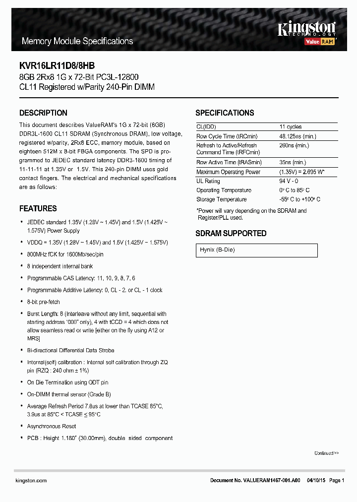 KVR16LR11D8-8HB_8843782.PDF Datasheet