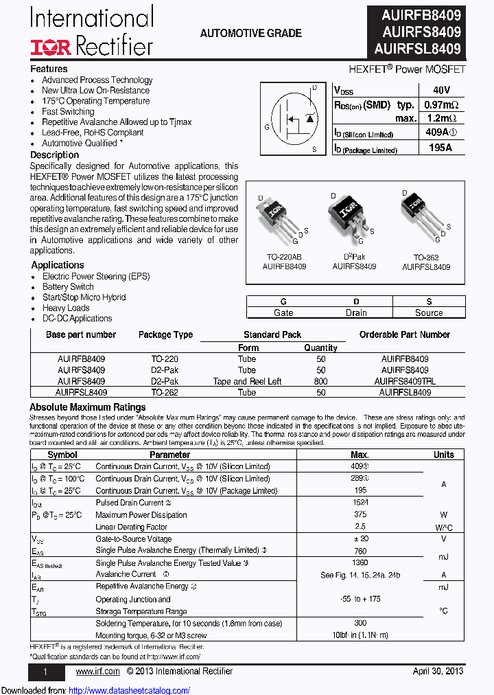 AUIRFS8409_8855685.PDF Datasheet