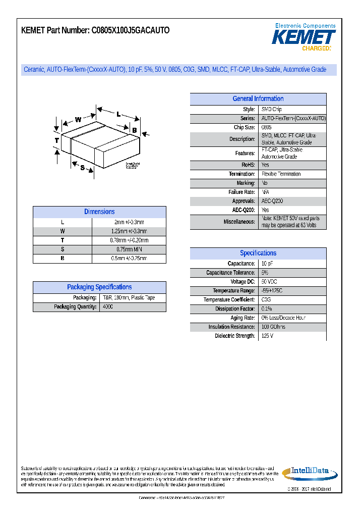 C0805X100J5GACAUTO_8870977.PDF Datasheet