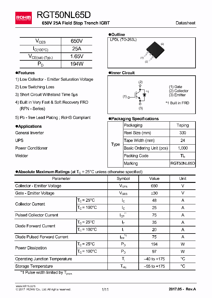 RGT50NL65D_8874247.PDF Datasheet