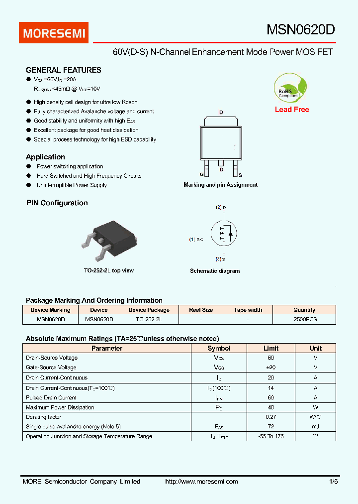 MSN0620D-TO252_8878586.PDF Datasheet