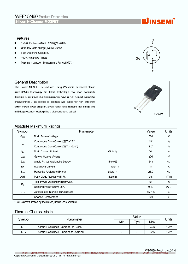 WFF15N60_8885653.PDF Datasheet