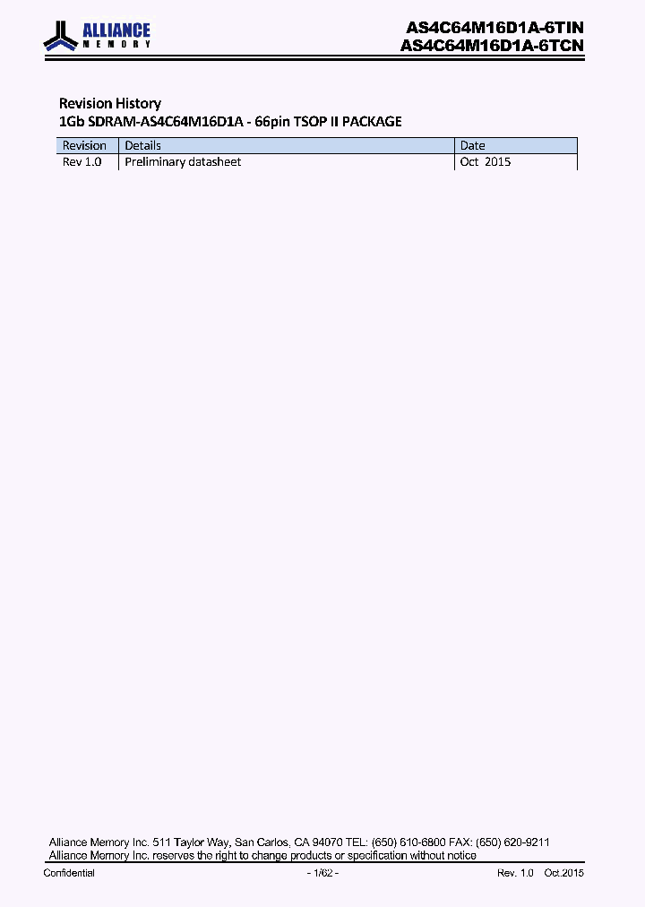 AS4C64M16D1A-6TIN_8886989.PDF Datasheet