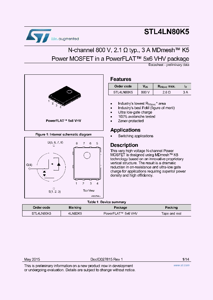 STL4LN80K5_8888787.PDF Datasheet