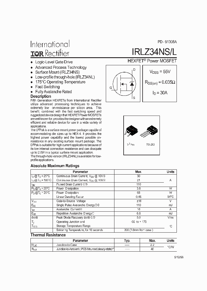 IRLZ34NS_8896190.PDF Datasheet