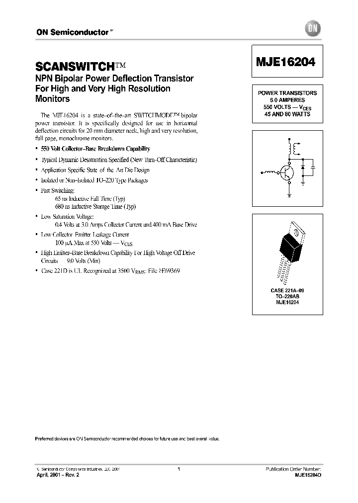 MJE16204_8901165.PDF Datasheet