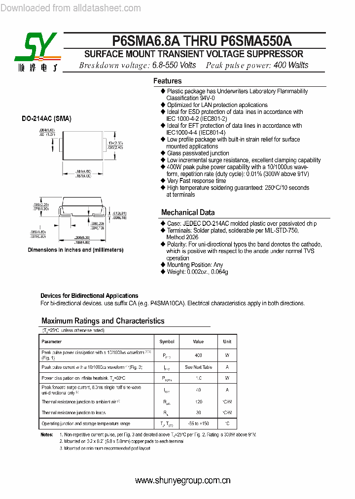 P6SMA58A_8903554.PDF Datasheet