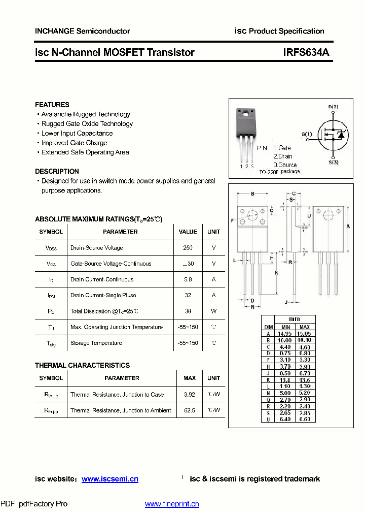 IRFS634A_8924997.PDF Datasheet