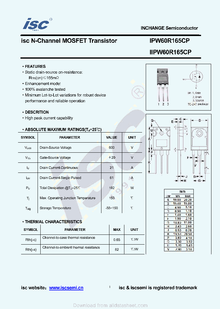 IIPW60R165CP_8926844.PDF Datasheet