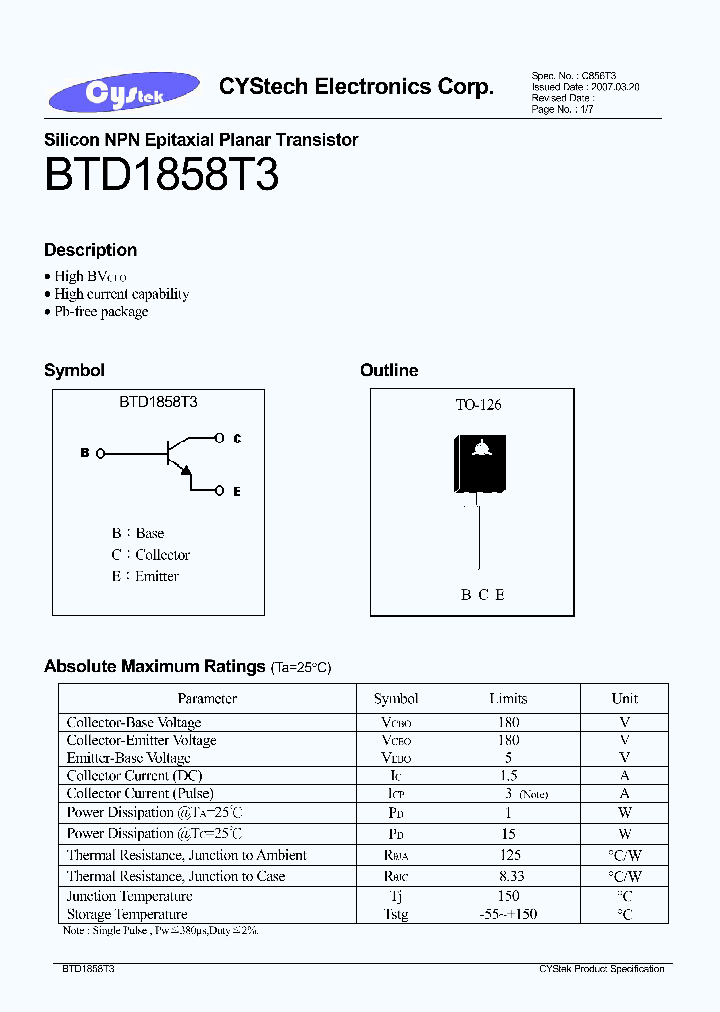 BTD1858T3_8934010.PDF Datasheet