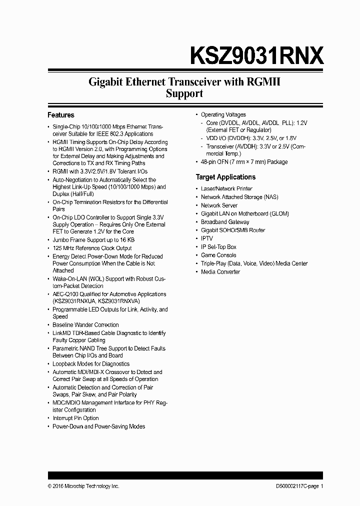 KSZ9031RNX_8944310.PDF Datasheet