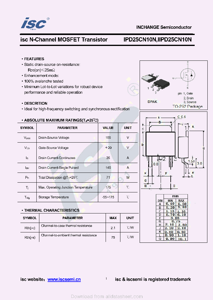 IIPD25CN10N_8947065.PDF Datasheet