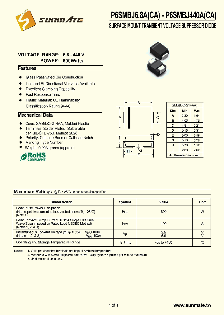 P6SMBJ400_8949991.PDF Datasheet