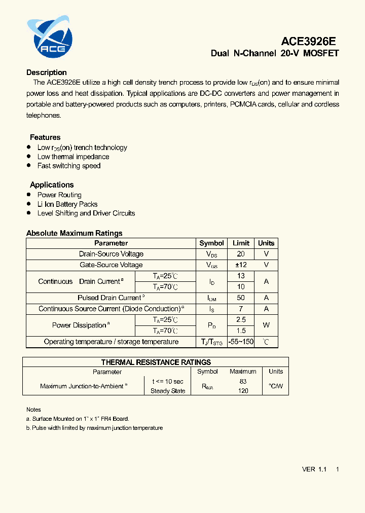 ACE3926E_8960090.PDF Datasheet