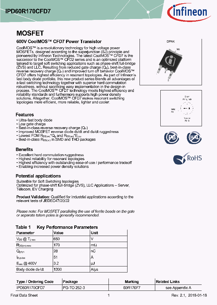 IPD60R170CFD7_8972559.PDF Datasheet