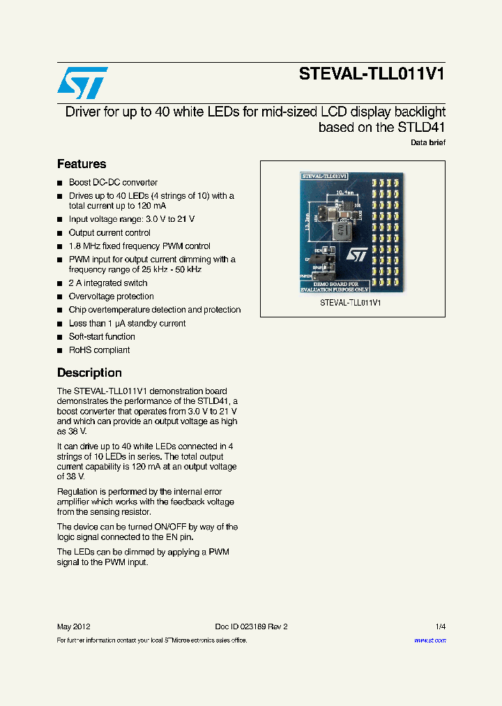 STEVAL-TLL011V1_8987994.PDF Datasheet
