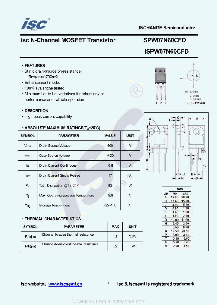 SPW07N60CFD_8988347.PDF Datasheet