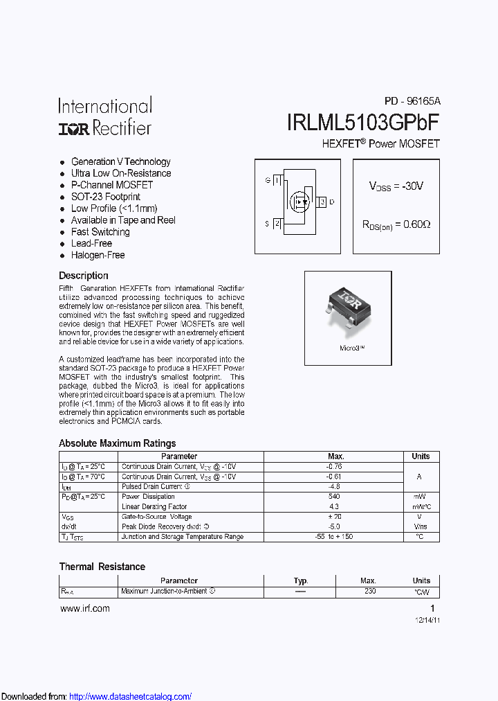 IRLML5103GPBF_9006041.PDF Datasheet