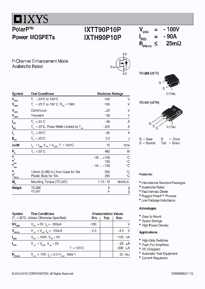 IXTH90P10P_9007166.PDF Datasheet