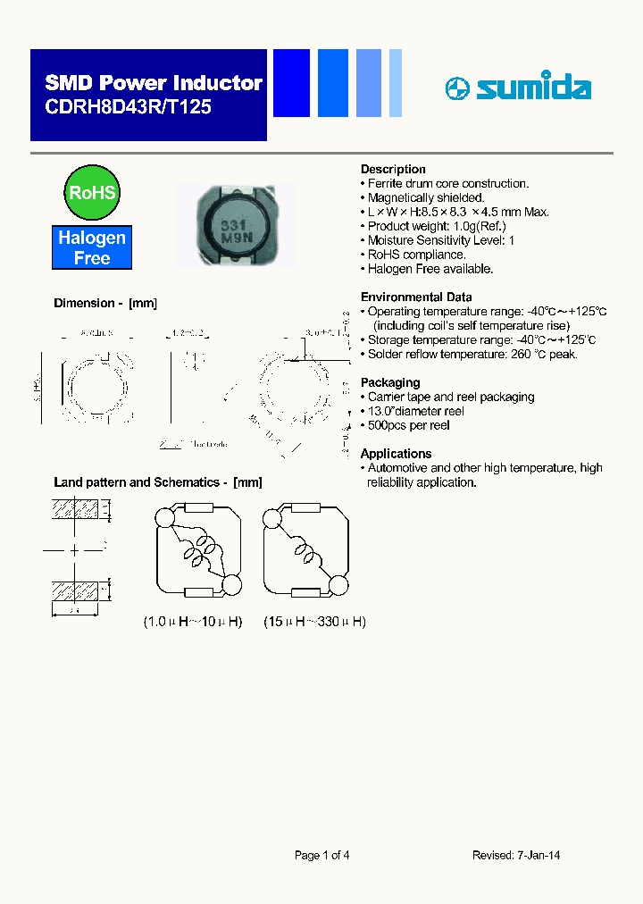 CDRH8D43RT125NP-101MC_9007600.PDF Datasheet